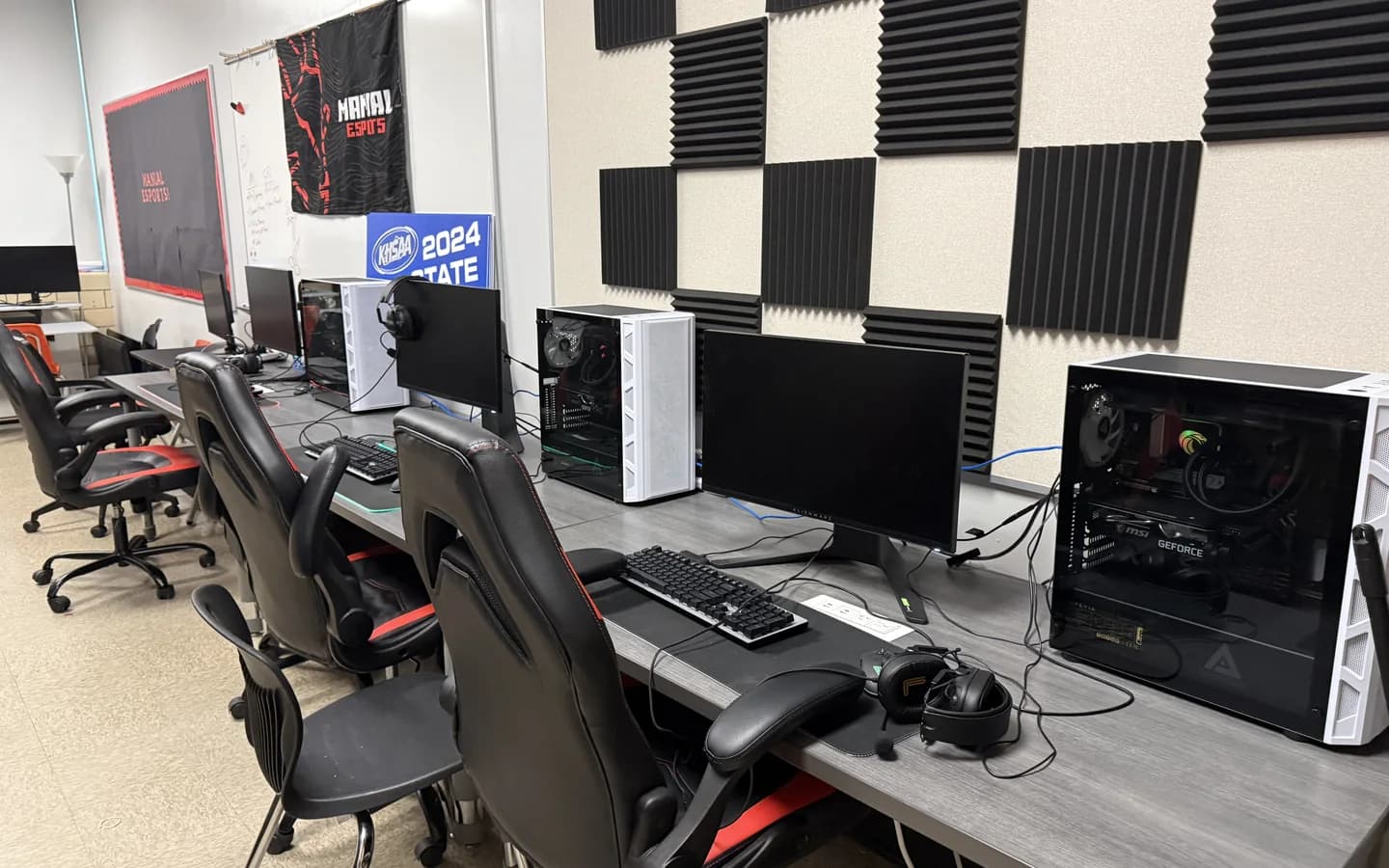 Gaming PCs in the duPont Manual High School esports lab